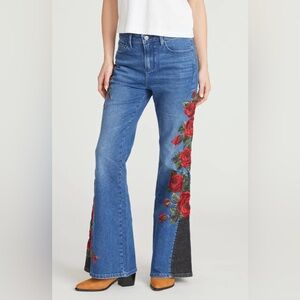 Free People Driftwood  Farrah Midnight Rose Wide Leg Jeans NWT Size 27